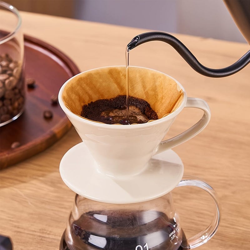 Pour Over Coffee Maker 12oz Set with Borosilicate Glass Carafe and Ceramic Dripper - Image 5