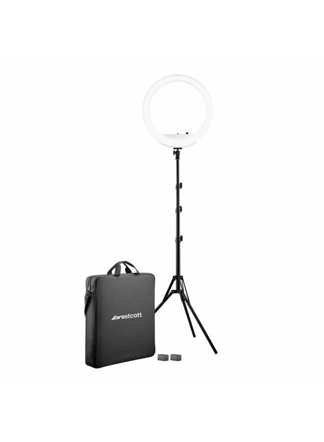 Westcott 18” Bi-Color LED Ring Light Kit with Batteries and Stand Professional Studio Continuous Lighting for Photography, Video Conferencing, Hair & Makeup Salons, Tattoo Studios, YouTube & TikTok - Image 1