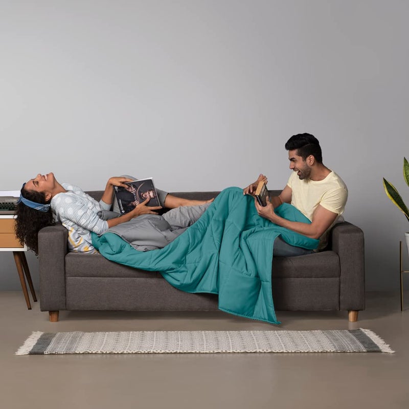 Sleepyhead Sleepyhead 220 Gsm Microfiber Reversible Comforter (Ocean Blue & Ash Grey, 90"X60"; Single Size), 200 tc - Image 2