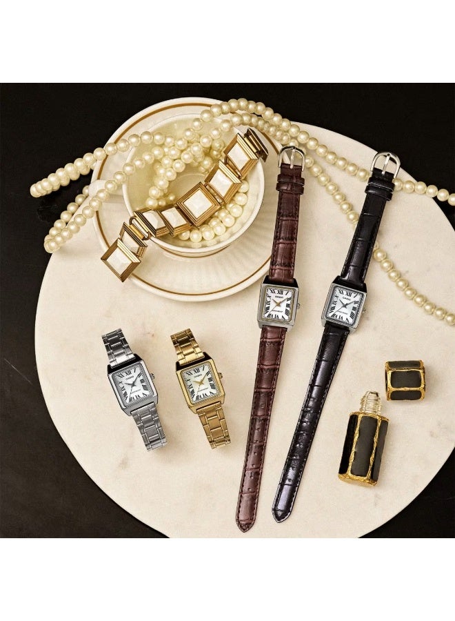 CASIO Analog Watch LTP‑V007L‑7E1UDF, 31 × 22 mm Silver Dial, Leather Strap, 30 M WR - Image 4