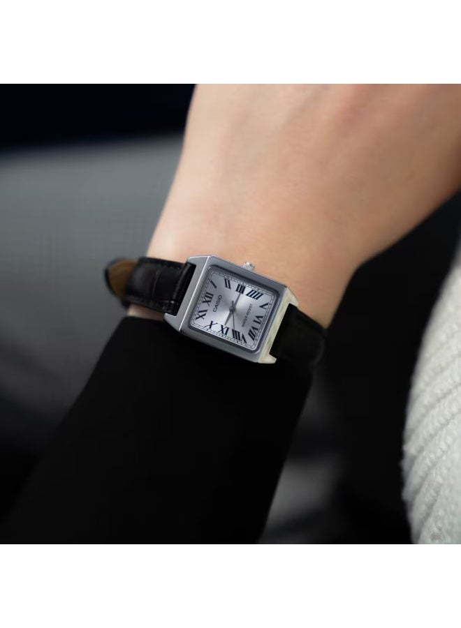 CASIO Analog Watch LTP‑V007L‑7E1UDF, 31 × 22 mm Silver Dial, Leather Strap, 30 M WR - Image 2