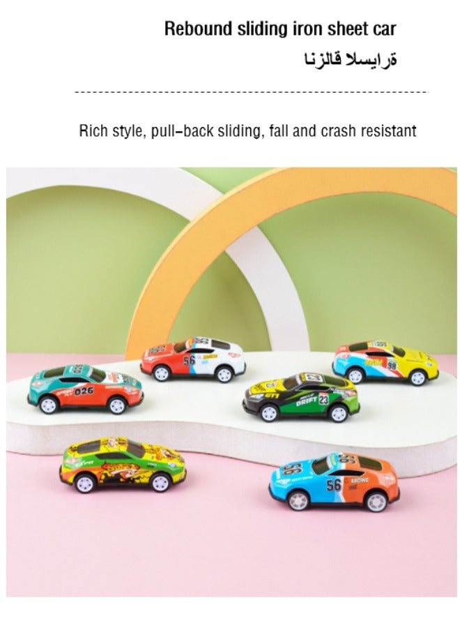 Children's pulleback mini car • Inertia iron car • Simulation model boy gift • Alloy toy car •6 random models - Image 1