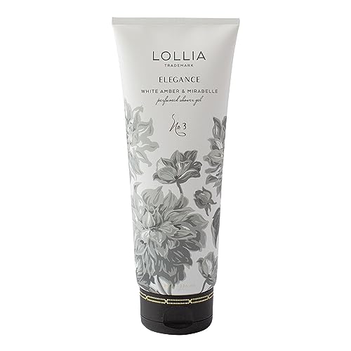 LOLLIA Elegance Shower Gel 8 fl oz White Amber Mirabelle Scented Shower Gel Body Wash Shea Butter Body Wash Bath Wash for Women Beautiful Shower Gel Moisturizing Body Wash - Image 1