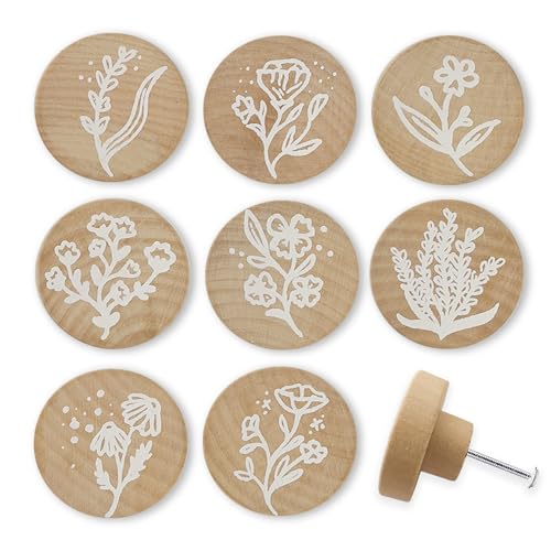 Lasyman 8Pack 18 Wood Dresser Boho Kitchen Furniture Drawer Cabinet Decorative Knobs and Pulls - Image 1
