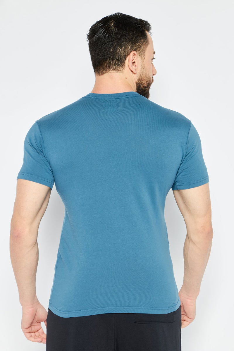 VANS تي شيرت رجالي بأكمام قصيرة وياقة دائرية، طباعة جرافيك، تركواز أزرق مدمج - Image 4