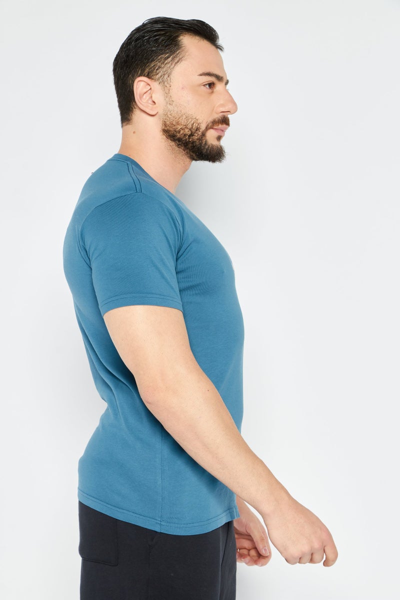 VANS تي شيرت رجالي بأكمام قصيرة وياقة دائرية، طباعة جرافيك، تركواز أزرق مدمج - Image 3