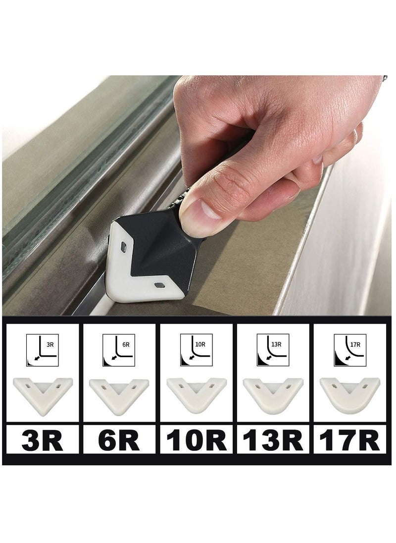 SYOSI - Caulking Tool Kit, 3 in 1 Silicone Caulk Remover Glass Glue Angle Scraper for Kitchen Bathroom Window Sink Joint with 5 Replaceable Silicone Pads - Image 1
