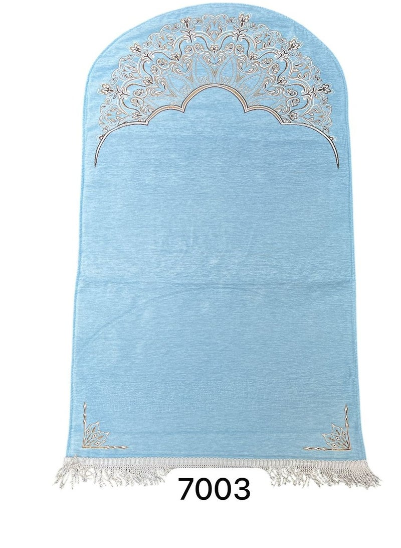 Sky Shine Floral Arch Foam Padded Prayer Mat – Ultra Soft & Anti-Slip Luxury Sajjadah | Elegant Blue Design for Men & Women - Image 2