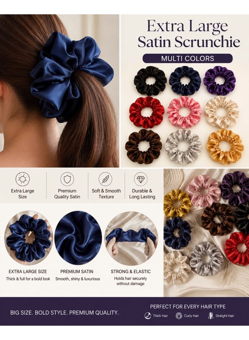 Extra Large Satin Scrunchie – Premium Soft Hair Tie, Multi-Color, Oversized Hair Accessory for Thick & Long Hair - Image 3