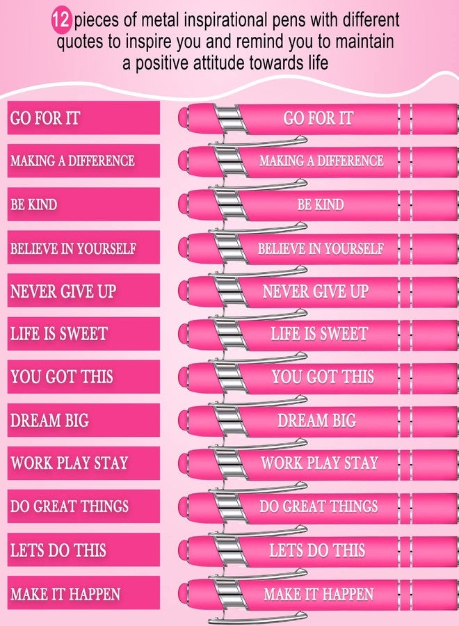 Zonon 12 Pcs Inspirational Pens Bulk Motivational Ballpoint Pen with Stylus Tip Inspirational Graduation Gifts for Teacher Coworkers School Office Supplies Black Ink(Pink,Motivational Style) - Image 3