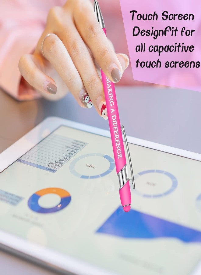 Zonon 12 Pcs Inspirational Pens Bulk Motivational Ballpoint Pen with Stylus Tip Inspirational Graduation Gifts for Teacher Coworkers School Office Supplies Black Ink(Pink,Motivational Style) - Image 4