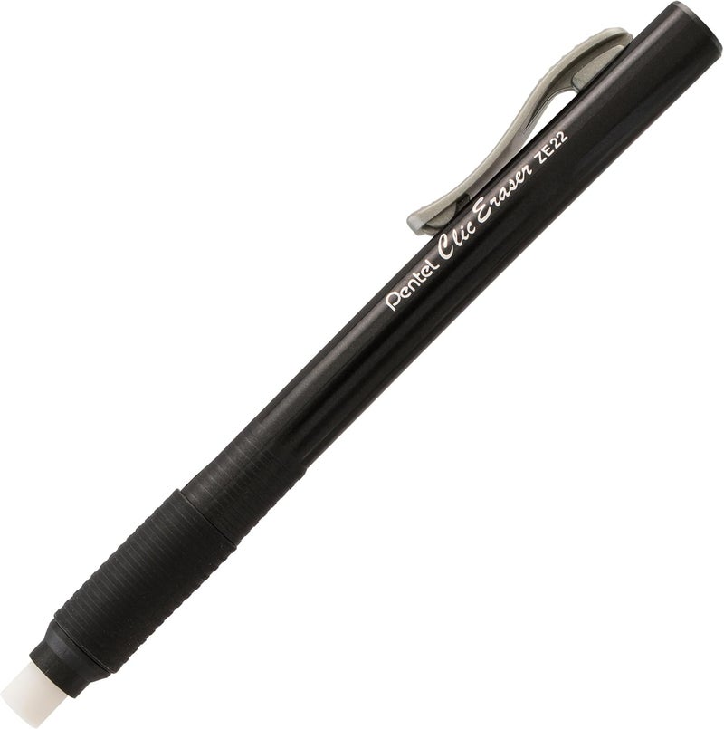 Pentel Clic Eraser Grip, Retractable Eraser, Black Barrel, Box of 12 (ZE22A) - Image 2