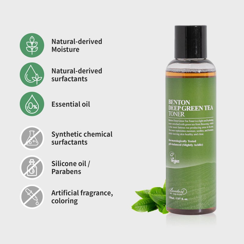 BENTON Deep Green Tea Toner - 150ml (5.07 fl.oz) for Face, Sensitive & Oily Skin - Image 4
