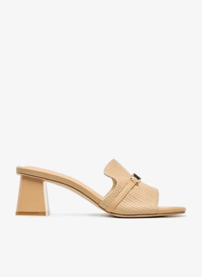 Womens Textured Block Heel Sandals