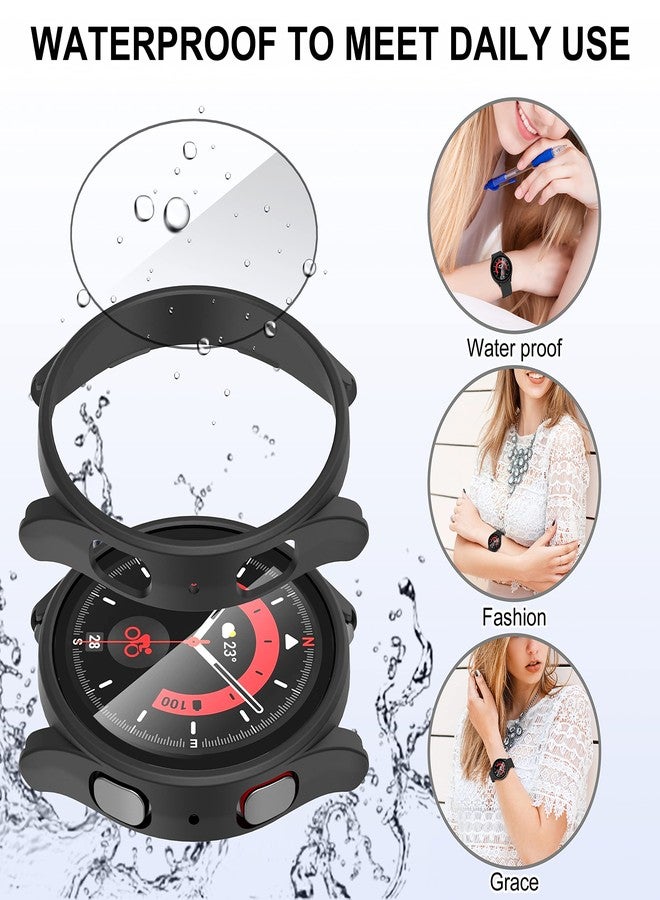 Suoman 2+2 Pack for Samsung Galaxy Watch 5 Pro 45mm Case, [Anti-Scratch] 9H Tempered Glass Screen Protector, All-Round PC Matte Protective Cover Bumper -Black - Image 3