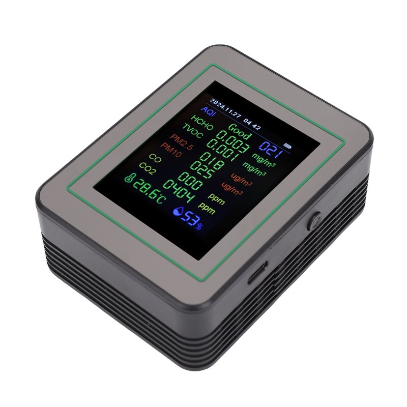 12-in-1 Air Quality Monitor with 2.8-Inch Color Screen, Detects HCHO, TVOC, PM2.5, PM10, CO, CO₂, Temperature and Humidity, Real-Time Data and Trend Graph MT14 Black 12-in-1 - Image 3