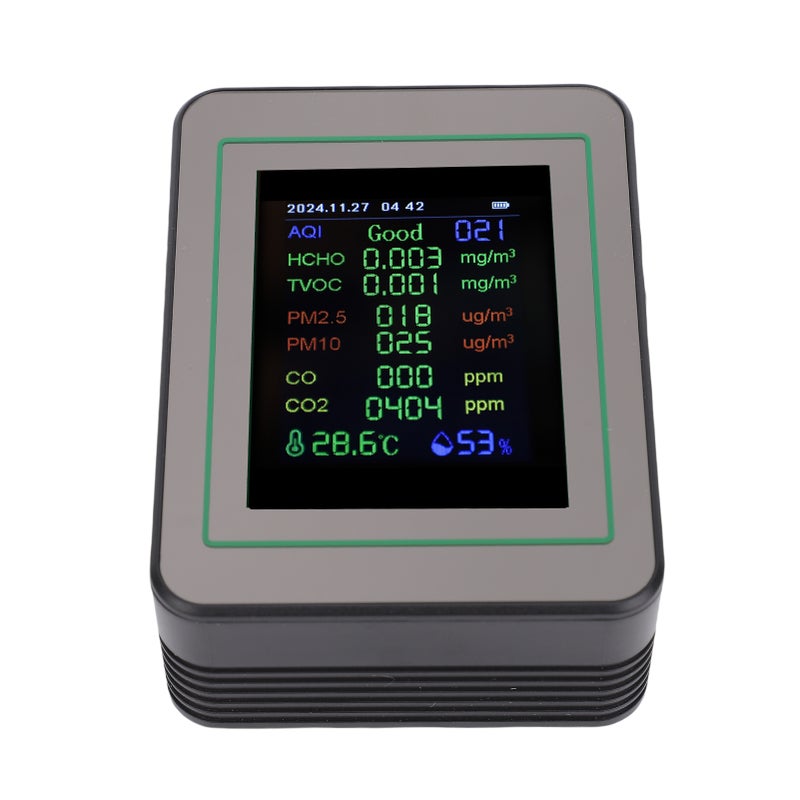 12-in-1 Air Quality Monitor with 2.8-Inch Color Screen, Detects HCHO, TVOC, PM2.5, PM10, CO, CO₂, Temperature and Humidity, Real-Time Data and Trend Graph MT14 Black 12-in-1 - Image 4