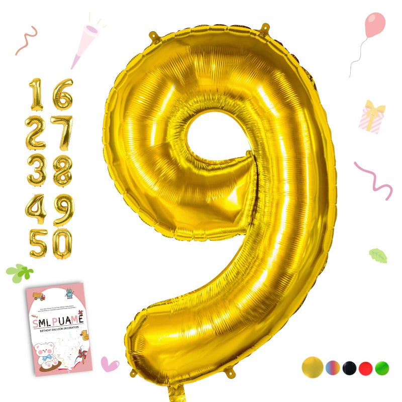 Smlpuame 40 inch Number Balloon 09 Gold Large Number 9 BalloonsDigital Balloons for Birthday Party Celebration Decorations Supplies Helium Foil Number Balloons for Wedding Anniversary - Image 3