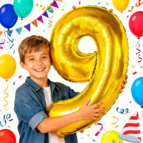 Smlpuame 40 inch Number Balloon 09 Gold Large Number 9 BalloonsDigital Balloons for Birthday Party Celebration Decorations Supplies Helium Foil Number Balloons for Wedding Anniversary - Image 5
