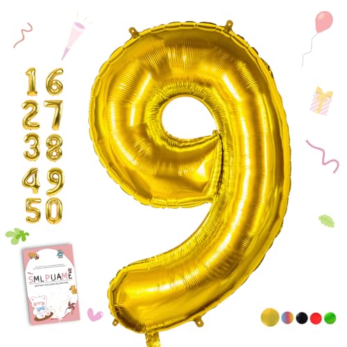 Smlpuame 40 inch Number Balloon 09 Gold Large Number 9 BalloonsDigital Balloons for Birthday Party Celebration Decorations Supplies Helium Foil Number Balloons for Wedding Anniversary - Image 1