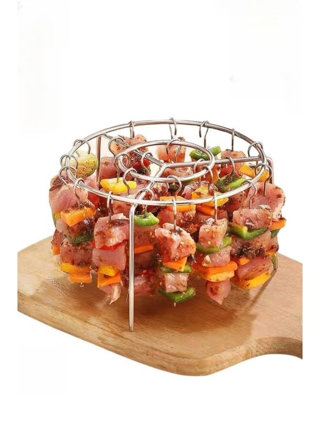 HOMESTAR Air Fryer Grill Accessories Kit with 24 Skewers | Stainless Steel Barbecue Rack & Vertical Meat Skewers for Air Fryer | Non-Stick Round Hanging Skewers for Even Cooking - Image 1