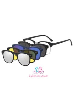 Generic Unisex sunglasses featuring a TR90 base frame with four magnetic replacement lenses in various colors, polarized sunglasses, superior UV400 protection, and an elegant leather case, perfect for a special gift. Exclusively from INFINITYHANDMADE.  - Image 2