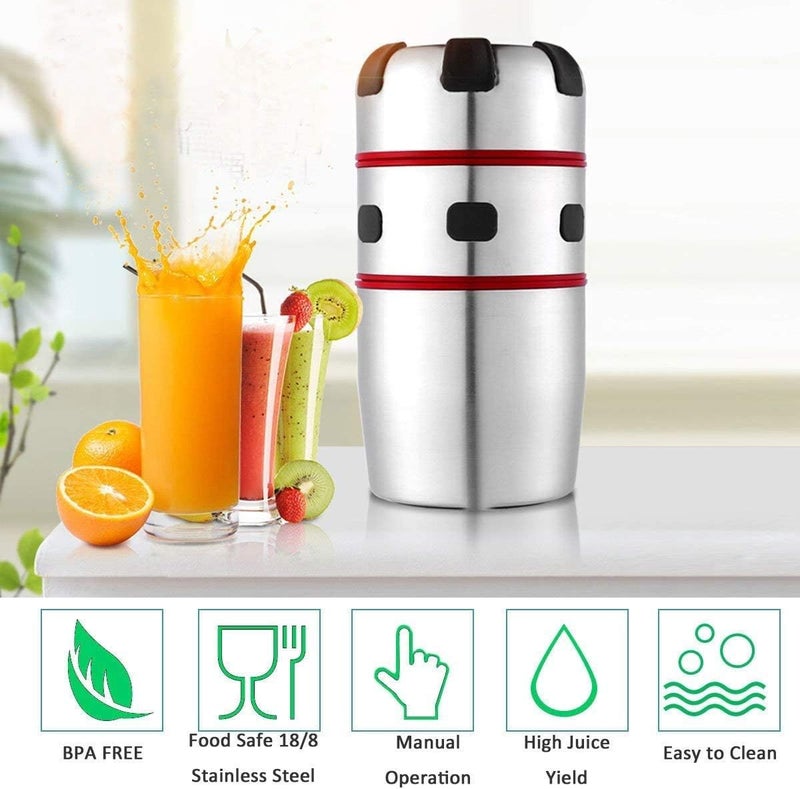UBOYLI Manual Citrus Juicer, Orange Juicer Portable Stainless Steel Hand Press Grapefruit Squeezer Lid Rotation Squeezer for Lemons, Tangerines and Other Fruits - Image 2