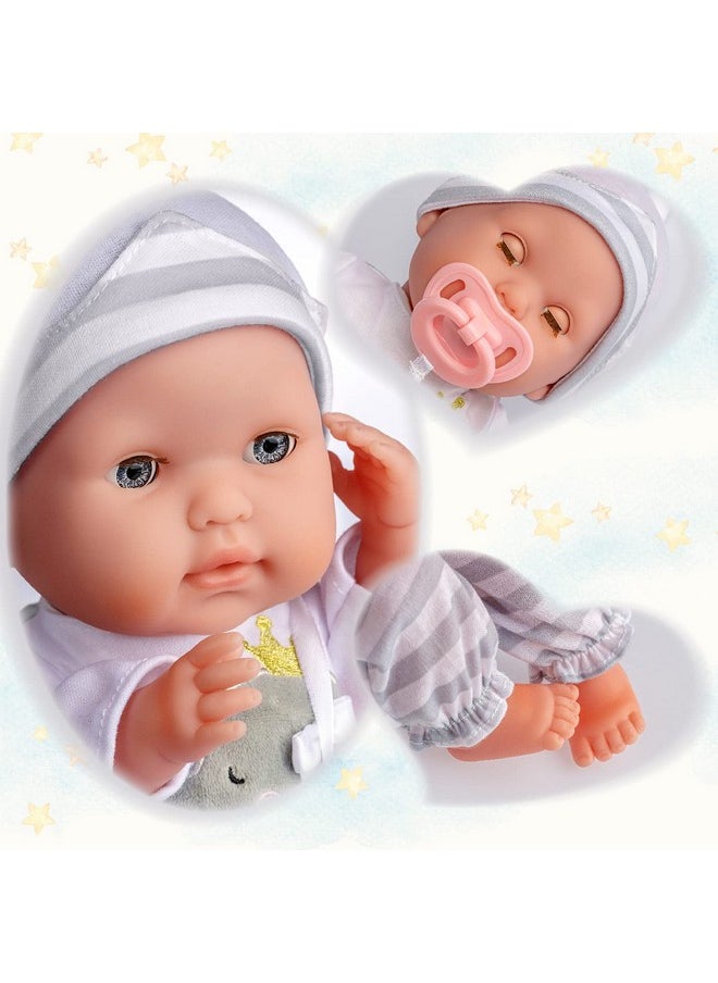 JC TOYS 15" Realistic Soft Body Baby Doll With Open Close Eyes Jc Toys Berenguer Boutique Bottle & Pacifier Grey Ages 2+  - Image 2