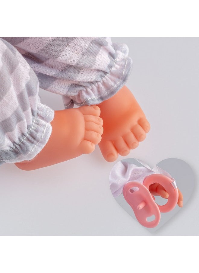 JC TOYS 15" Realistic Soft Body Baby Doll With Open Close Eyes Jc Toys Berenguer Boutique Bottle & Pacifier Grey Ages 2+  - Image 5