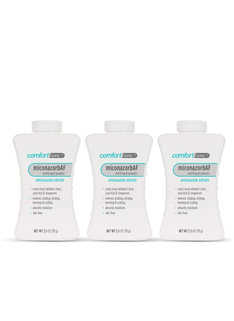 Comfort Zone Comfort Zone Miconazorb Antifungal Powder Talc Free For Treatment Of Athletes Foot Jock Itch And Ringworm 2.5oz 71g 3 Pack  - Image 1