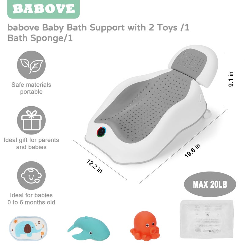 babove Baby Bath Support | Newborn Bathtub,Ideal for Babies Less Than 6 Months Old with Thermometer Baby Bather, Baby tubs for Baby tubs for Newborn Essentials Must Haves-Baby tub (Gray) - Image 5