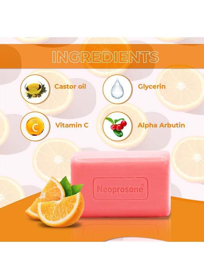 Neoprosone Skin Brightening Soap with Vitamin C | 2.82 Oz / 80 g | Cleansing Soap Bar | Hydrating & Moisturizing Bar Soap For Women & Men | Soft skin for face & body | With Castor Oil & Glycerin - Image 2