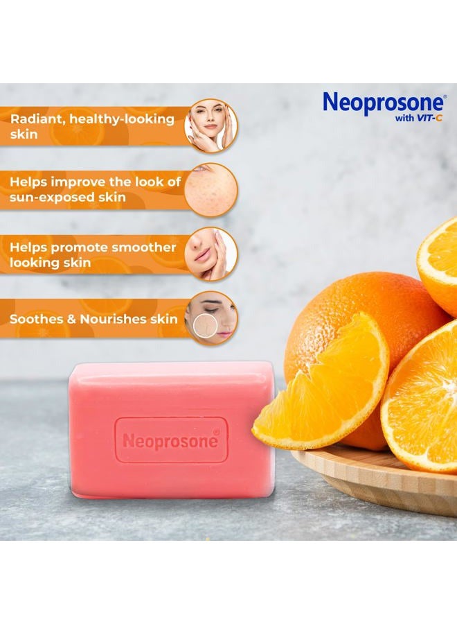 Neoprosone Skin Brightening Soap with Vitamin C | 2.82 Oz / 80 g | Cleansing Soap Bar | Hydrating & Moisturizing Bar Soap For Women & Men | Soft skin for face & body | With Castor Oil & Glycerin - Image 3
