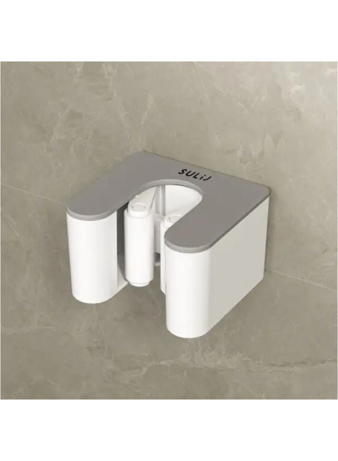 حامل منظف الأرضيات والمكنسة الحائطي الرمادي 4 بطاقات مع مشابك وخطاطيف - Image 5