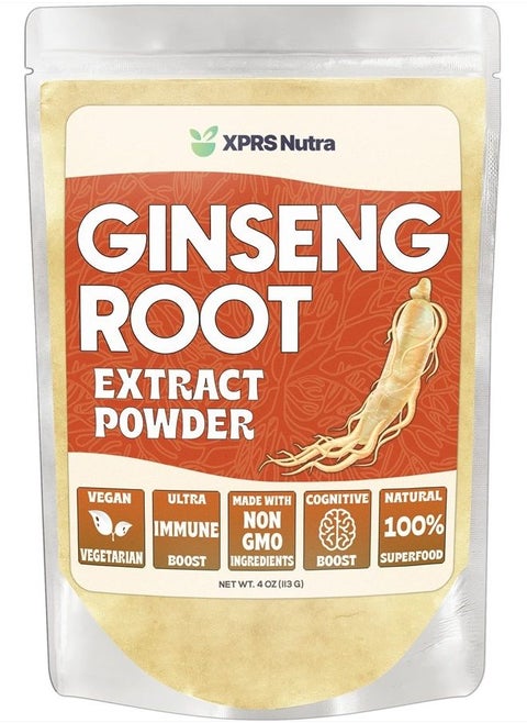 Ginseng Root Extract Powder - Ginseng Powder Supports Cognitive Function, Physical Performance, and Immune System - Vegan Friendly Panax Ginseng in Powder Form (4 Ounce)