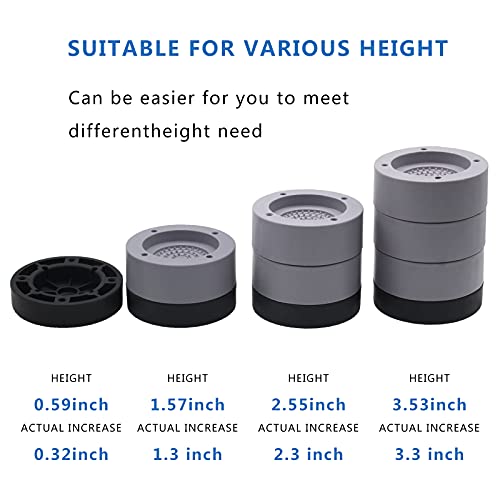 HANIHUA Round Furniture Risers (Set of 4) Heavy Duty Bed Risers Lifts Height 1", 2", 3 inch, Adjustable Bed Lifts Risers for Bed Frame, Furniture, Sofa, Chair Risers Supports Up to 1,300 lbs - Image 5