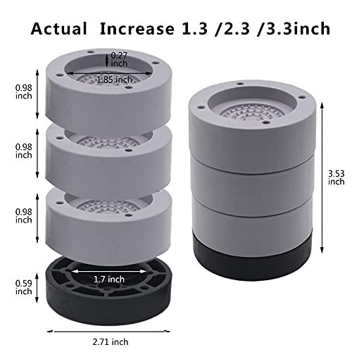 HANIHUA Round Furniture Risers (Set of 4) Heavy Duty Bed Risers Lifts Height 1", 2", 3 inch, Adjustable Bed Lifts Risers for Bed Frame, Furniture, Sofa, Chair Risers Supports Up to 1,300 lbs - Image 3