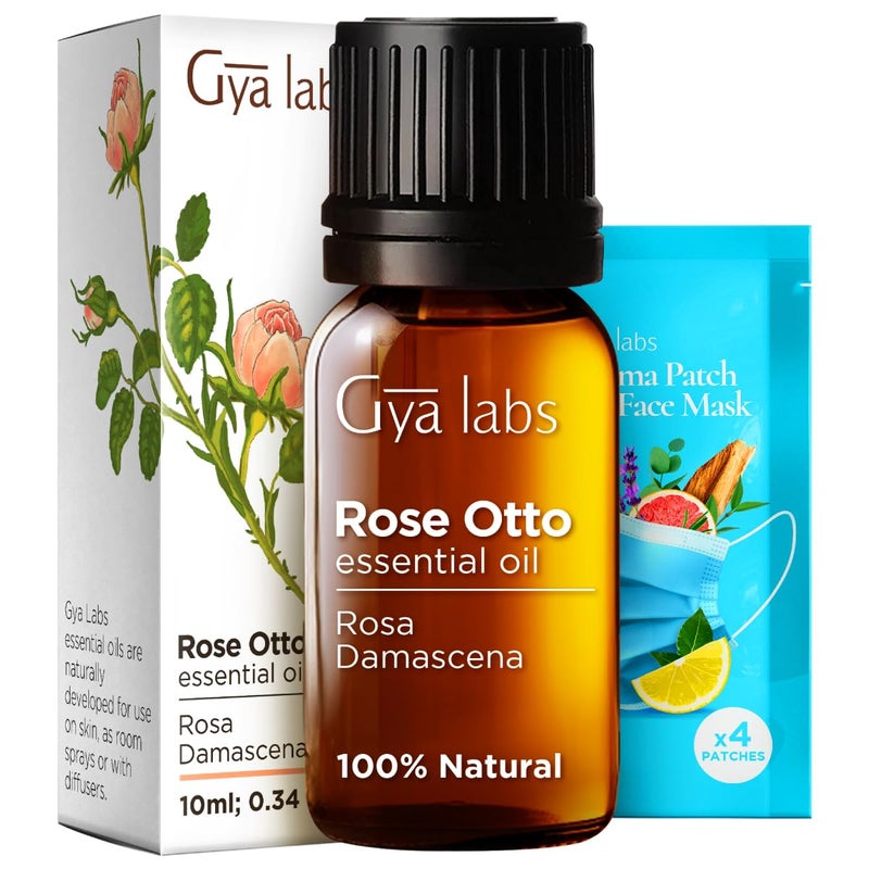 Gya Labs Rose Essential Oils for Skin Use - 0.34 Fl Oz - 100% Pure Natural Rose Oil for Face, Hair, Diffuser, Perfume & Candle Making Scent Aromatherapy - Image 1