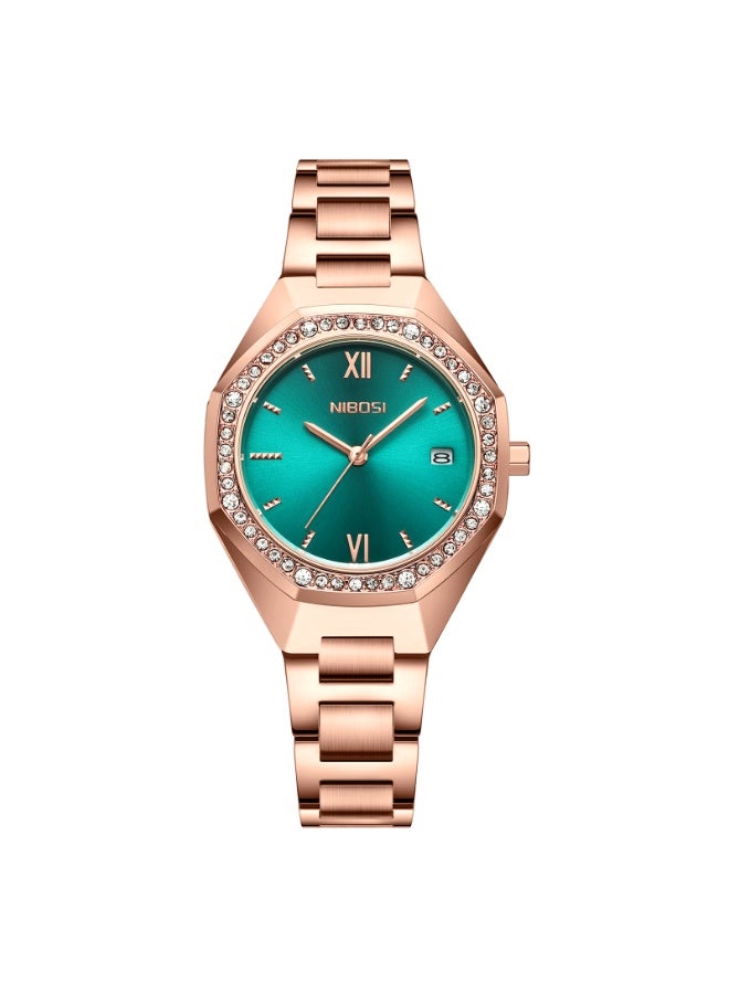 NIBOSI Women's Watch Analog Rose Gold Dial Quartz Watches for Women Fashion Minimalism Waterproof Stainless Steel Casual Wrist Watch for Ladies Birthday Gift - Image 1