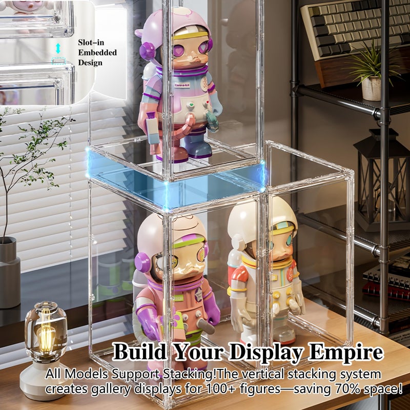 BFTDjanus Jumbo Vertical Acrylic Display Case - Extra Tall 19.6" Cabinet for Oversized Figures, Magnetic Door & Stackable Dustproof Showcase for Statues, Plush Art Dolls (Extra Large 14.5"x11.5"x19.6") - Image 5