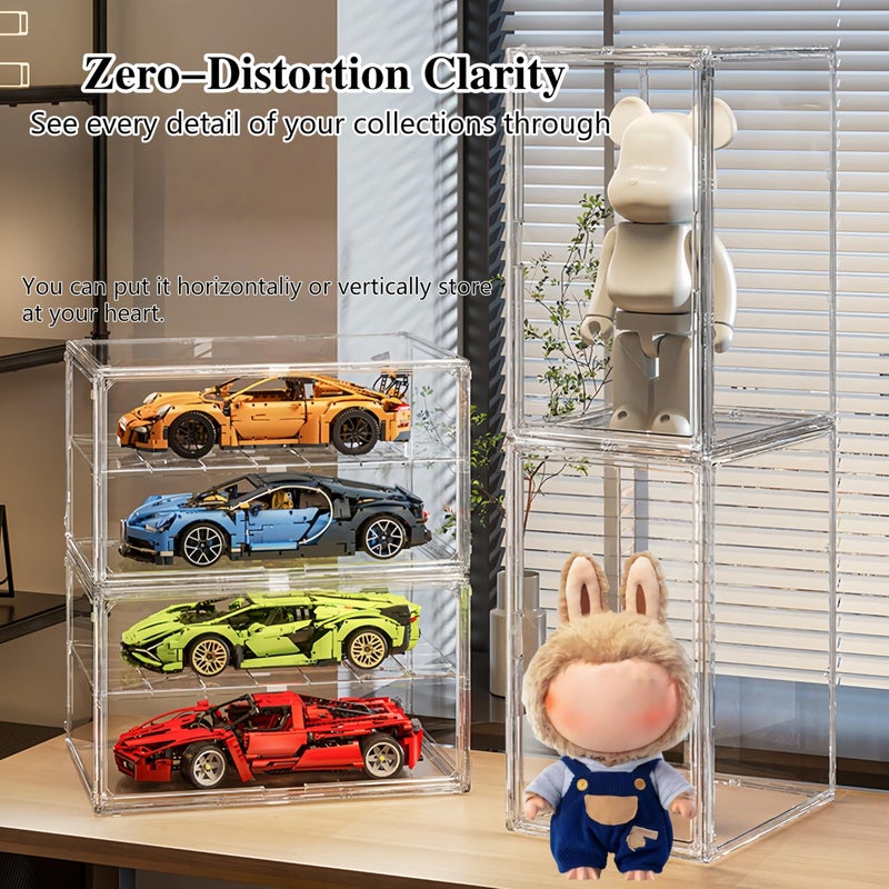 BFTDjanus Jumbo Vertical Acrylic Display Case - Extra Tall 19.6" Cabinet for Oversized Figures, Magnetic Door & Stackable Dustproof Showcase for Statues, Plush Art Dolls (Extra Large 14.5"x11.5"x19.6") - Image 2