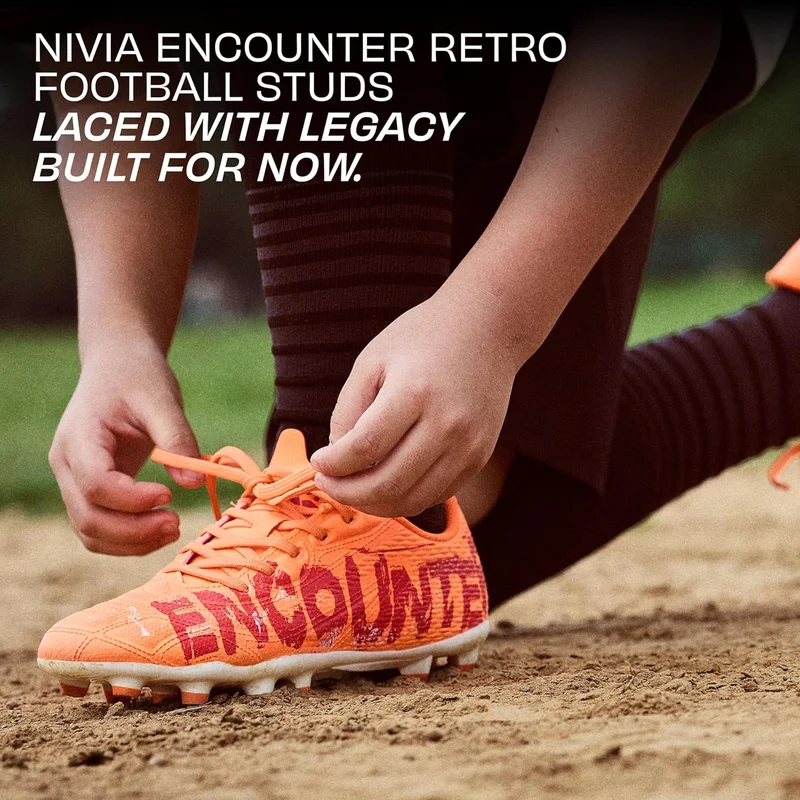نيفيا Nivia Encounter Retro Football Studs for Men - 3D Embossed TPU Upper with Excellent Grip for Soft & Hard Grassy Surfaces