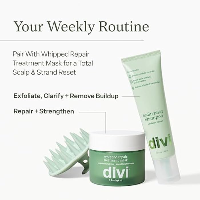Divi Clarifying Scalp Reset Shampoo and Whipped Repair Treatment Mask Set, Deep Cleansing, Oil Control, Bond Repair, Full Size, 2 Piece Set - Image 2
