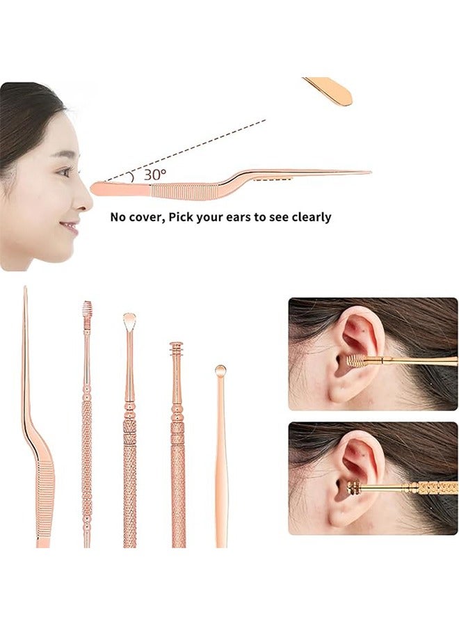 HDWISS 8 Pcs Earwax Removal Kit, Ear Pick Set with Stainless Steel 360° Spiral Ear Massage Cleaning Tool Portable for Adults Kids - Ear Wax Remover with Storage Box(Rose Gold) - Image 5