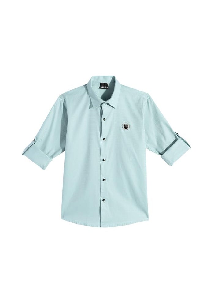 CHARCHIT Boys Cotton Solid Full Sleeve Shirt - Green - Image 4