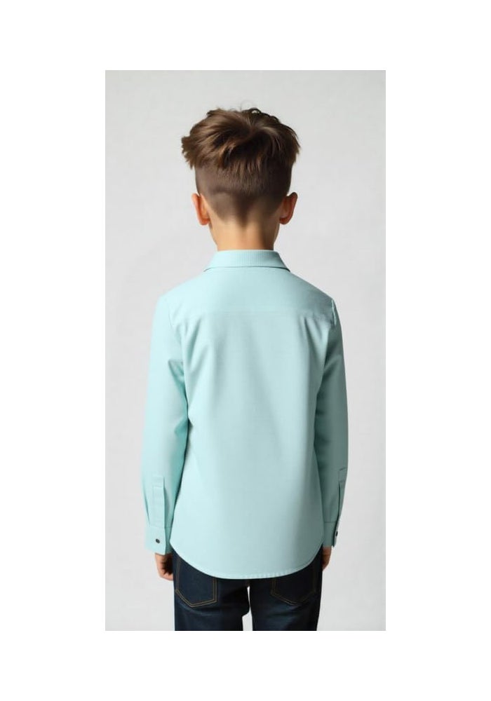 CHARCHIT Boys Cotton Solid Full Sleeve Shirt - Green - Image 2