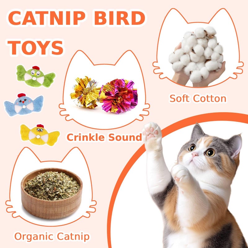 Retro Shaw Cat Toys,Bird Cat Toy with Catnip & Silvervine - Interactive Realistic Kitten Toy with Crinkle Sound for Indoor Cats, Satisfies Natural Hunting Instincts - Image 2
