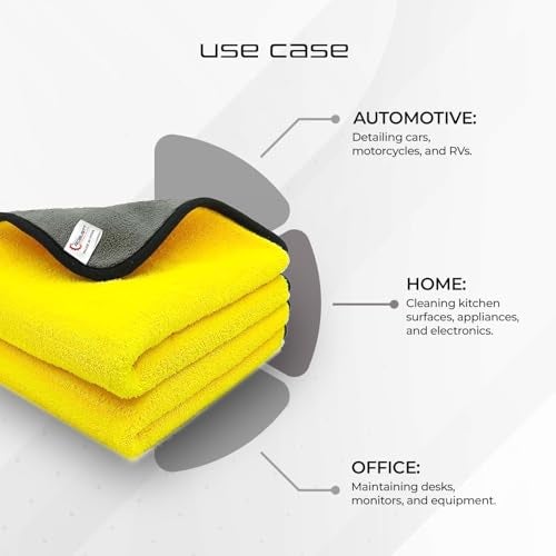 Robustt Multipurpose Microfiber Cleaning Towel Cloth (Pack of 4) 800 GSM Highly Absorbent Dust Towels for All Vehicles Bikes Cars Glass Kitchens (40cm x 40cm Multicolour) - Image 5