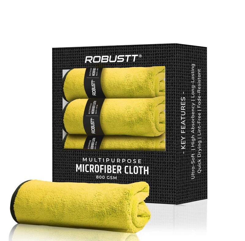 Robustt Multipurpose Microfiber Cleaning Towel Cloth (Pack of 4) 800 GSM Highly Absorbent Dust Towels for All Vehicles Bikes Cars Glass Kitchens (40cm x 40cm Multicolour) - Image 1