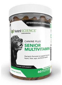 VetriScience Laboratories Canine Plus Multivitamin For Senior Dogs  Vet Recommended Vitamin Supplement  Supports Mood, Skin, Coat, Liver Function, 60 Chews (Packaging May Vary)  - Image 1